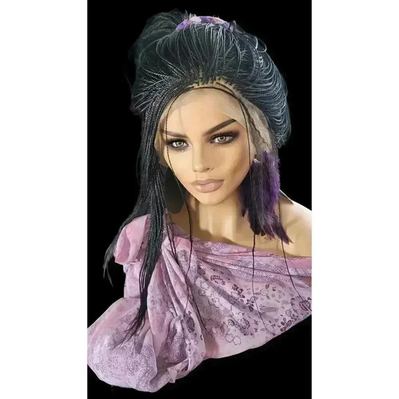 🔥Handmade Micro Million Braided Full Lace Wig 18” Jet Black #1, Natural Look🔥 - Picture 16 of 17